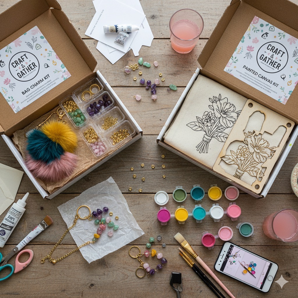 Craft supplies in a box