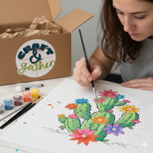 Woman painting a paint by number