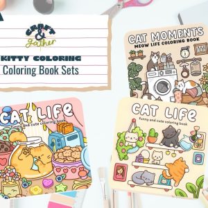 Kitty Coloring Book Sets ( Book + Colored Pencils!)