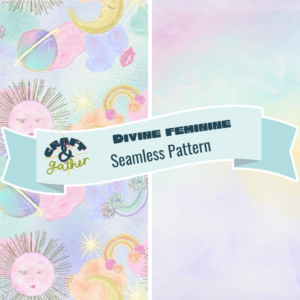 Divine Feminine Seamless Pattern — Hand-Drawn Celestial Digital Download